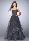 Picture of: Beaded A-line Prom Dress with a Tiered Tulle Skirt in Silver, Style: 24517, Main Picture