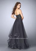 Picture of: Beaded A-line Prom Dress with a Tiered Tulle Skirt in Silver, Style: 24517, Back Picture