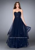 Picture of: Beaded A-line Prom Dress with a Tiered Tulle Skirt in Navy, Style: 24517, Detail Picture 2