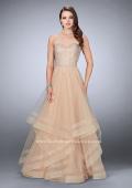 Picture of: Beaded A-line Prom Dress with a Tiered Tulle Skirt in Nude, Style: 24517, Detail Picture 3