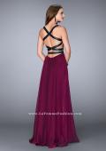 Picture of: Chiffon A-line Prom Dress with Vegan Leather Straps in Pink, Style: 24536, Back Picture