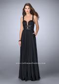 Picture of: Chiffon A-line Prom Dress with Vegan Leather Straps in Black, Style: 24536, Detail Picture 2