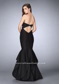 Picture of: Neoprene Prom Dress with Open Back and Tiered Skirt in Black, Style: 24537, Back Picture