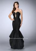 Picture of: Neoprene Prom Dress with Open Back and Tiered Skirt in Black, Style: 24537, Detail Picture 1