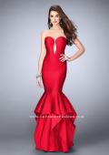 Picture of: Neoprene Prom Dress with Open Back and Tiered Skirt in Red, Style: 24537, Detail Picture 2