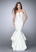 Picture of: Neoprene Prom Dress with Open Back and Tiered Skirt in White, Style: 24537, Detail Picture 3