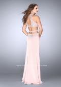 Picture of: High Neck Jersey Dress with Beaded Top and Cut Outs in Pink, Style: 24554, Back Picture