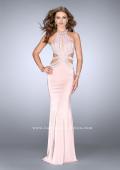 Picture of: High Neck Jersey Dress with Beaded Top and Cut Outs in Pink, Style: 24554, Detail Picture 2