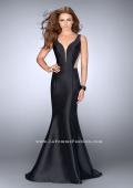 Picture of: Mermaid Prom Dress with Deep V Neckline and Ruffles in Black, Style: 24555, Back Picture