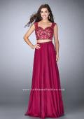 Picture of: Two Piece Chiffon Dress with Lace Top and Beaded Belt in Pink, Style: 24564, Main Picture