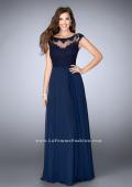 Picture of: A-line Chiffon Prom Dress with Illusion Lace Top in Blue, Style: 24572, Main Picture
