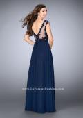 Picture of: A-line Chiffon Prom Dress with Illusion Lace Top in Blue, Style: 24572, Back Picture