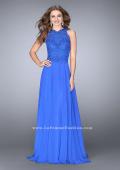 Picture of: Long Chiffon Prom Dress with Sheer Lace Back in Blue, Style: 24574, Main Picture