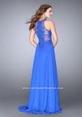 Picture of: Long Chiffon Prom Dress with Sheer Lace Back in Blue, Style: 24574, Back Picture