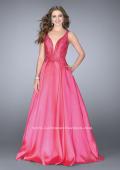 Picture of: Full A-line Mikado Gown with Beaded Deep V Neckline in Pink, Style: 24577, Main Picture