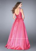Picture of: Full A-line Mikado Gown with Beaded Deep V Neckline in Pink, Style: 24577, Back Picture