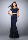 Picture of: Two Piece Cold Shoulder Lace Dress with Beading in Blue, Style: 24583, Detail Picture 2