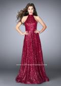 Picture of: Sequin A-line Gown with High Neck and Key Hole Back in Pink, Style: 24584, Detail Picture 1