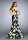 Picture of: Floral Mikado Mermaid Gown with Rectangle Neckline in Print, Style: 24589, Back Picture
