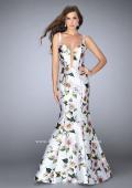 Picture of: Floral Mikado Mermaid Gown with Rectangle Neckline in Print, Style: 24589, Detail Picture 1