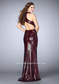 Picture of: Sequin Gown with Rectangle Neckline and Side Cut Outs in Red, Style: 24595, Back Picture