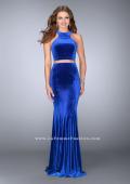 Picture of: Two Piece Velvet Dress with Key Hole Cut Out Back in Blue, Style: 24599, Main Picture