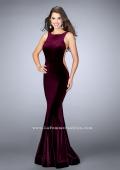 Picture of: High Neck Velvet Gown with Sheer Sides and Open Back in Red, Style: 24605, Detail Picture 1