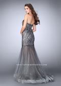 Picture of: Beaded Strapless Dress with Tulle Mermaid Skirt in Silver, Style: 24616, Back Picture