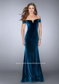 Picture of: Off the Shoulder Velvet Dress with Small V Neckline in Blue, Style: 24626, Main Picture