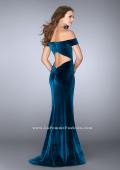 Picture of: Off the Shoulder Velvet Dress with Small V Neckline in Blue, Style: 24626, Back Picture