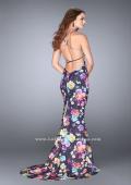 Picture of: Open Back Print Neoprene Dress with Train in Print, Style: 24632, Back Picture