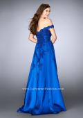 Picture of: Off the Shoulder Prom Gown with Mikado Skirt and Cape in Blue, Style: 24647, Back Picture