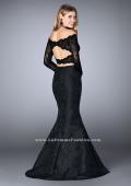 Picture of: Two Piece Lace Top Prom Dress with Mermaid Skirt in Black, Style: 24648, Back Picture