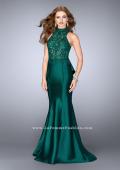 Picture of: High Neck Sheer Lace Dress with Ruffle Back Skirt in Green, Style: 24651, Main Picture