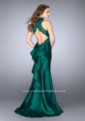 Picture of: High Neck Sheer Lace Dress with Ruffle Back Skirt in Green, Style: 24651, Back Picture