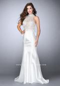 Picture of: High Neck Sheer Lace Dress with Ruffle Back Skirt in Ivory, Style: 24651, Detail Picture 3