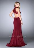 Picture of: Jersey Dress with Sheer Beaded Back and Waist in Red, Style: 24654, Back Picture