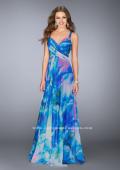 Picture of: Gathered Print Chiffon Gown with Beaded Straps in Print, Style: 24668, Main Picture