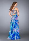 Picture of: Gathered Print Chiffon Gown with Beaded Straps in Print, Style: 24668, Back Picture
