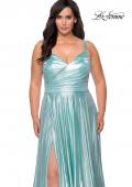 Picture of: Metallic Grecian Long Plus Size Prom Dress in Aqua, Style: 28989, Detail Picture 5