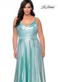 Picture of: Metallic Grecian Long Plus Size Prom Dress in Aqua, Style: 28989, Detail Picture 7