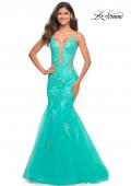 Picture of: Tulle and Lace Mermaid Gown in Aqua in Aqua, Main Picture