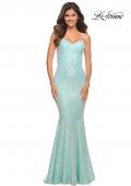 Picture of: Unique Long Sequin Strapless Gown with Sweetheart Top in Aqua, Main Picture