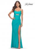 Picture of: Cut Out Soft Jersey Dress with Lace Up Back in Aqua, Style: 31264, Main Picture