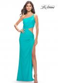 Picture of: One Shoulder Dress with Side Cut Out and Unique Back in Bright Colors in Aqua, Style: 31443, Main Picture