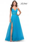 Picture of: Tulle A-line Prom Dress with Corset Sheer Bodice in Aqua, Style: 31502, Main Picture