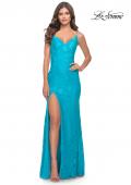 Picture of: Gorgeous Neon Lace Stretch Gown in Aqua, Style: 31513, Main Picture
