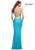 Picture of: Sequin Long Prom Dress in Vibrant Bright Colors in Blue, Style: 30622, Detail Picture 8