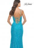 Picture of: Beaded Lace Dress with Illusion Bodice and Square Neckline in Aqua, Style: 31526, Detail Picture 8