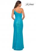 Picture of: Bright Simple One Shoulder Long Sequin Evening Gown in Aqua, Detail Picture 9